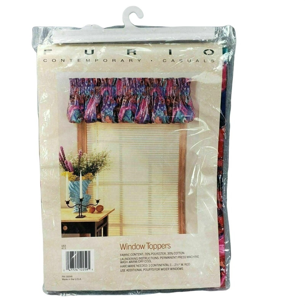 Window Topper Picasso Bright Pouff Valance Curtain Rod Pocket 88 x 16 Furio New